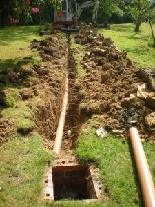 Drainage pipe in new ditch