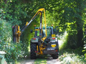 Hedging cutting along a lane