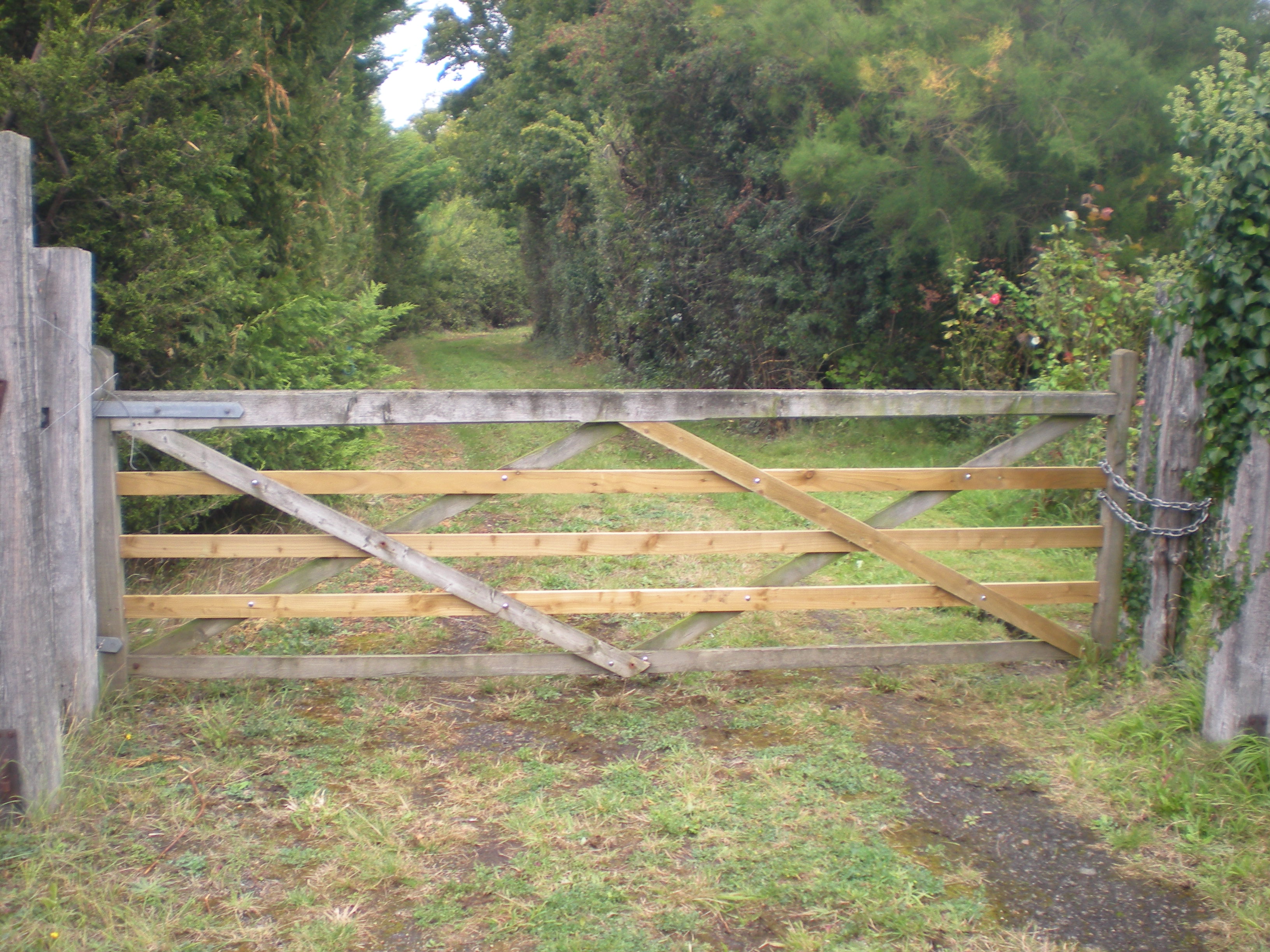 A repaired wooden gate