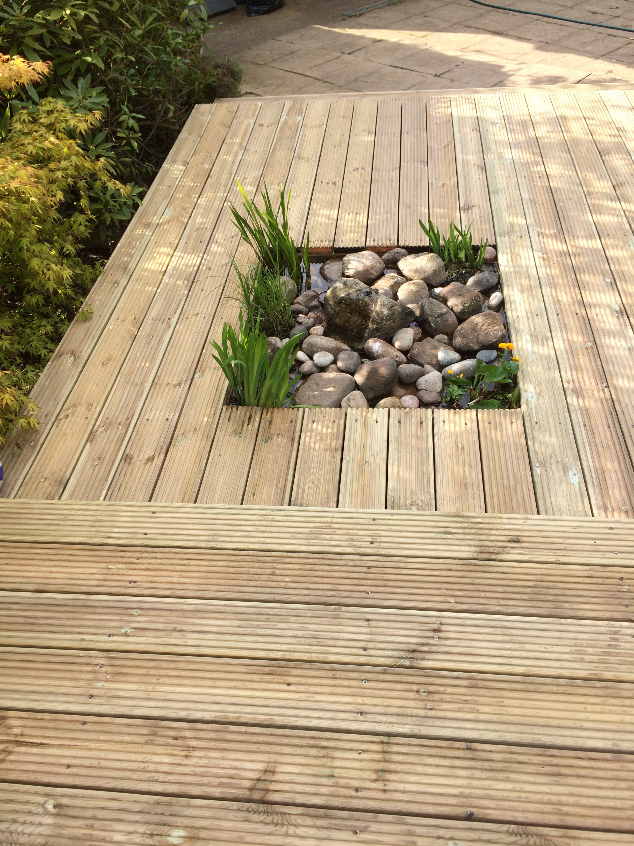 Water feature in decking