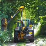 Hedging cutting along a lane